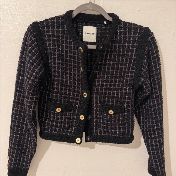Sandro Jackets & Blazers - Sandro Women's Black Tweed Jacket